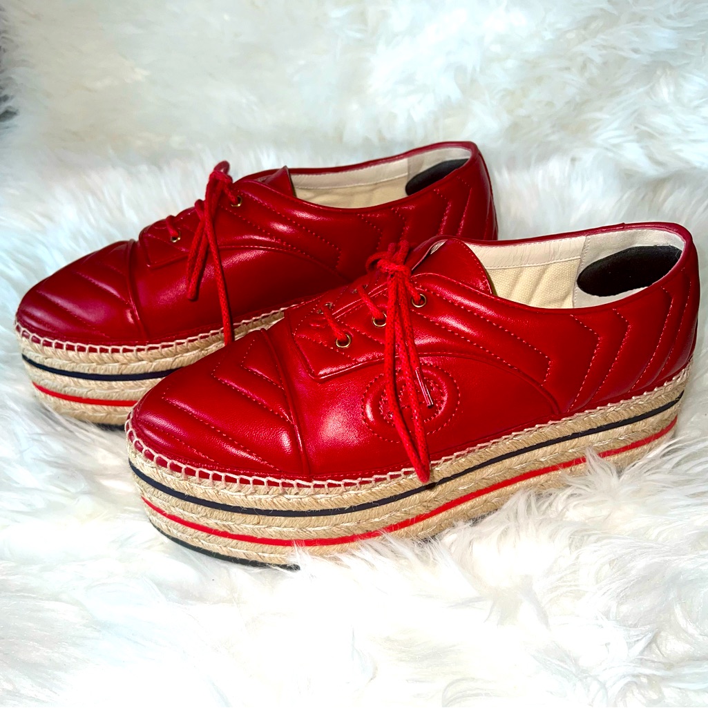 Red Gucci Lace-Up Espadrilles